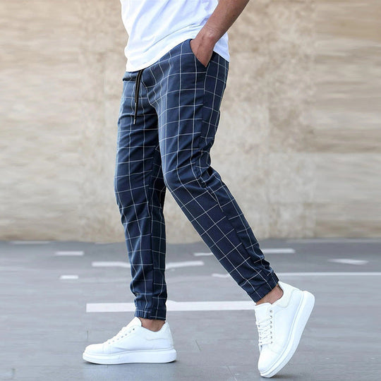 Winterfeld™ | Herren Jogginghose kariert – Gerade geschnitten, Casual Streetwear, Frühling Freizeit
