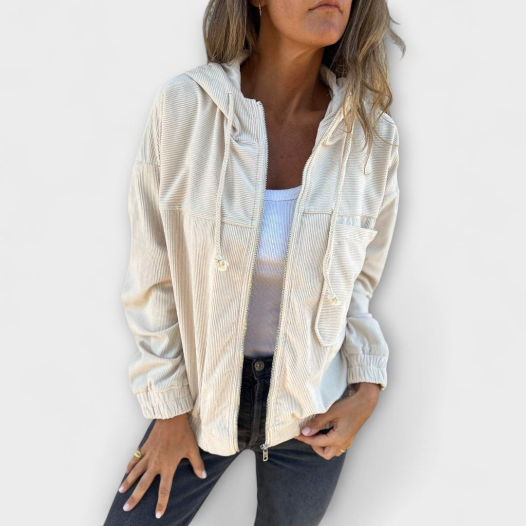 Winterfeld™ | Ella – Kapuzenjacke aus Cord mit Reißverschluss