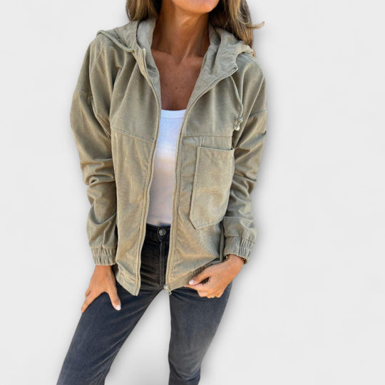 Winterfeld™ | Ella – Kapuzenjacke aus Cord mit Reißverschluss
