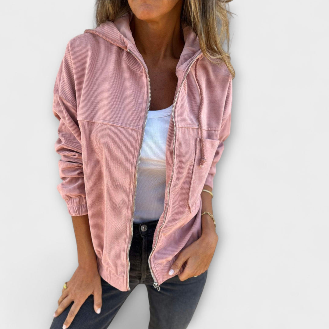Winterfeld™ | Ella – Kapuzenjacke aus Cord mit Reißverschluss