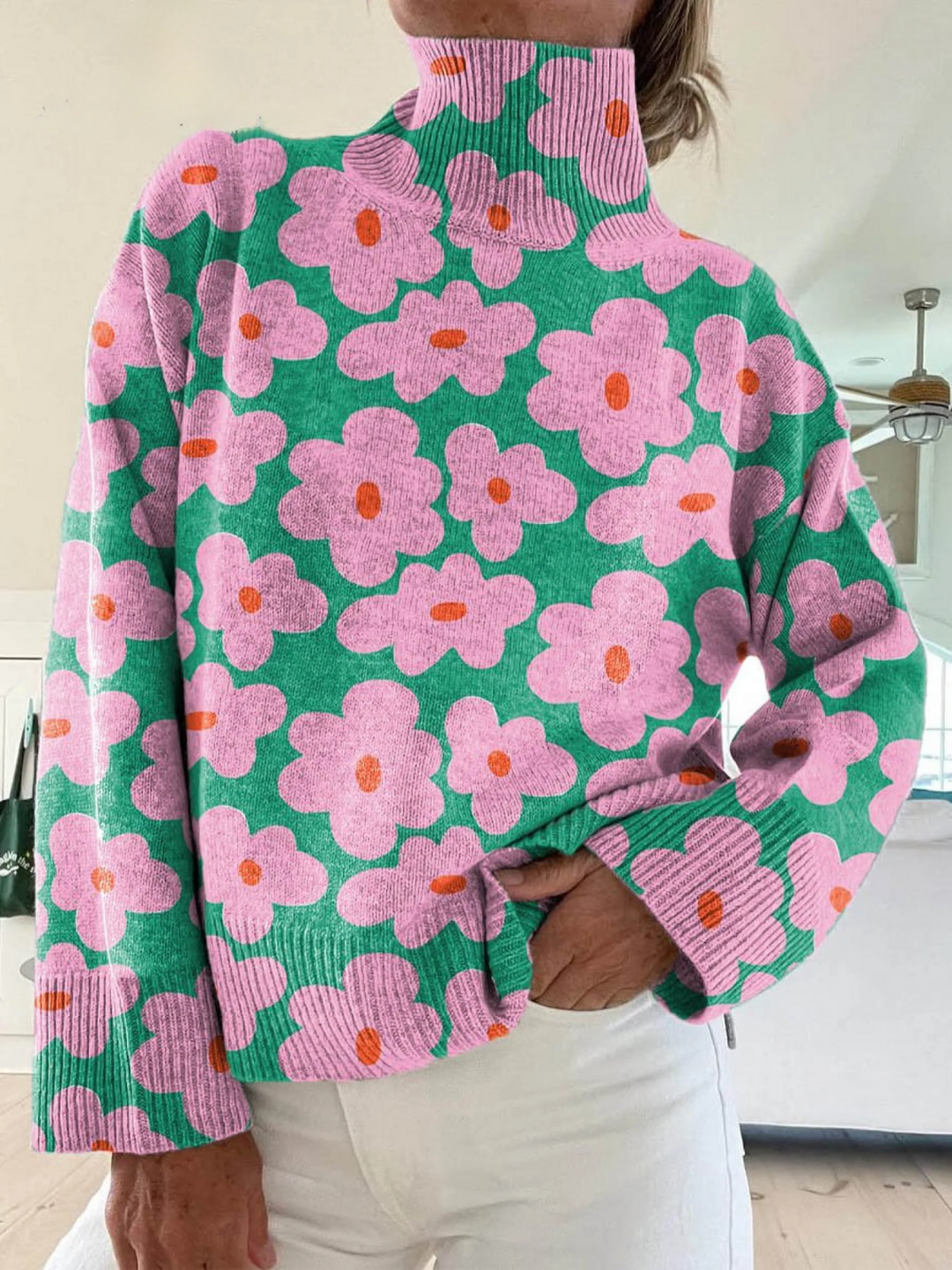 Sommerfeld | Rollkragenpullover mit Blumenmuster