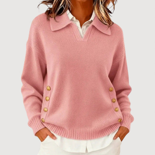 Sommerfeld | Strickpullover mit V-Ausschnitt und Kragen