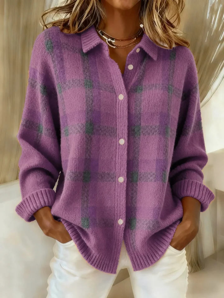 Sommerfeld | Karierter Strick-Cardigan mit Knopfleiste