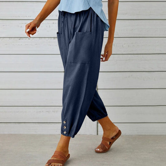 Winterfeld | Weite Damenhose aus Baumwolle und Leinen