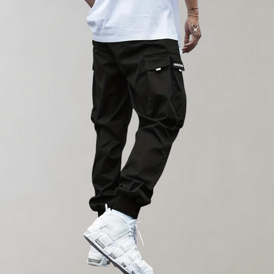 Winterfeld™ | Herren Cargo Jogginghose – Lila Streetwear-Hose mit Reißverschlusstaschen & Bündchen