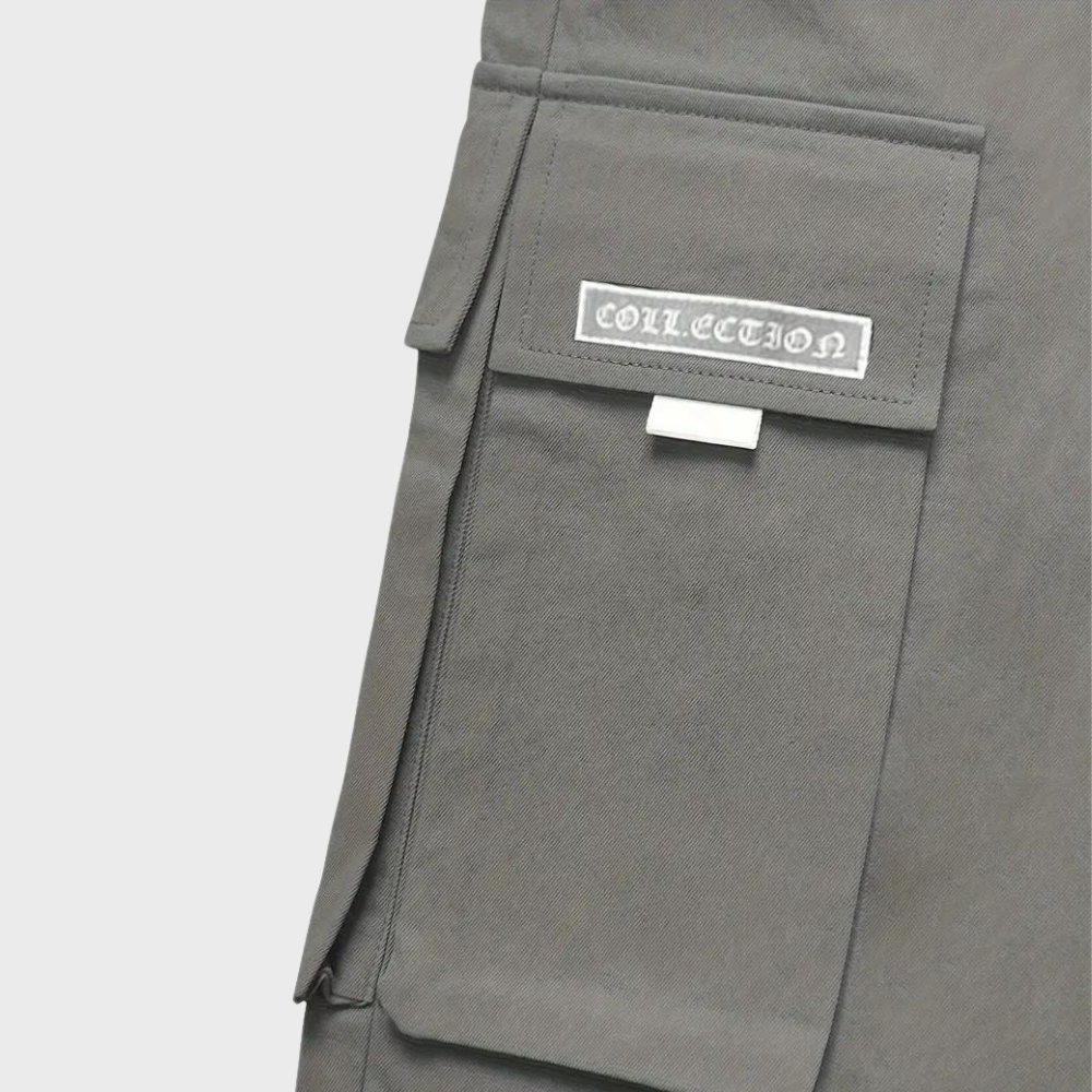 Winterfeld™ | Herren Cargo Jogginghose – Lila Streetwear-Hose mit Reißverschlusstaschen & Bündchen
