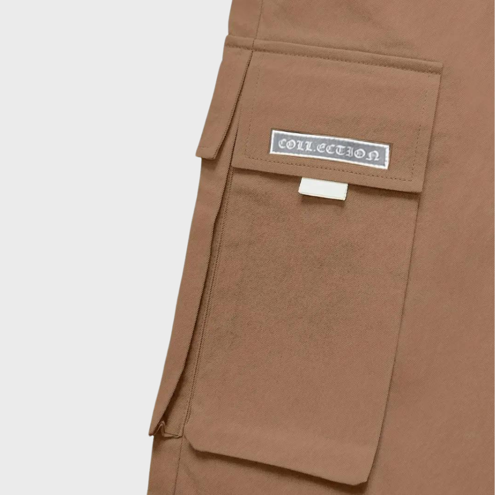 Winterfeld™ | Herren Cargo Jogginghose – Lila Streetwear-Hose mit Reißverschlusstaschen & Bündchen