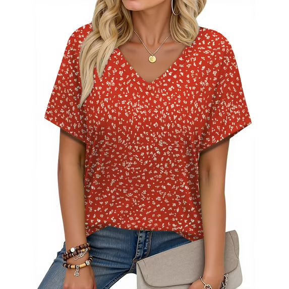 Sommerfeld | Blumenmuster-Tops, Kurzarm, V-Ausschnitt