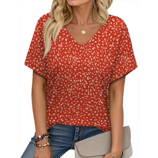 Sommerfeld | Blumenmuster-Tops, Kurzarm, V-Ausschnitt