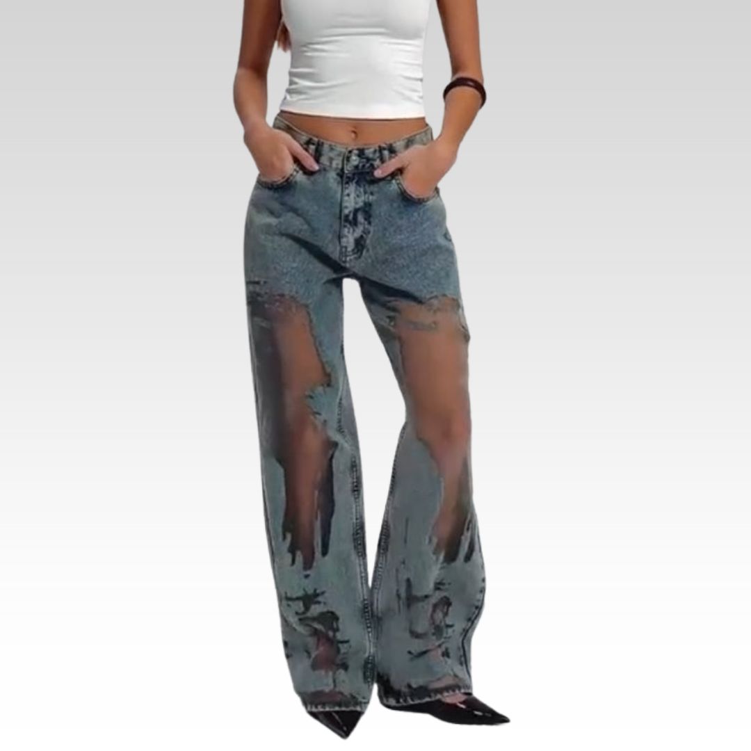 Winterfeld | JEANS MIT VINTAGE MESH PATCHWORK PRINT