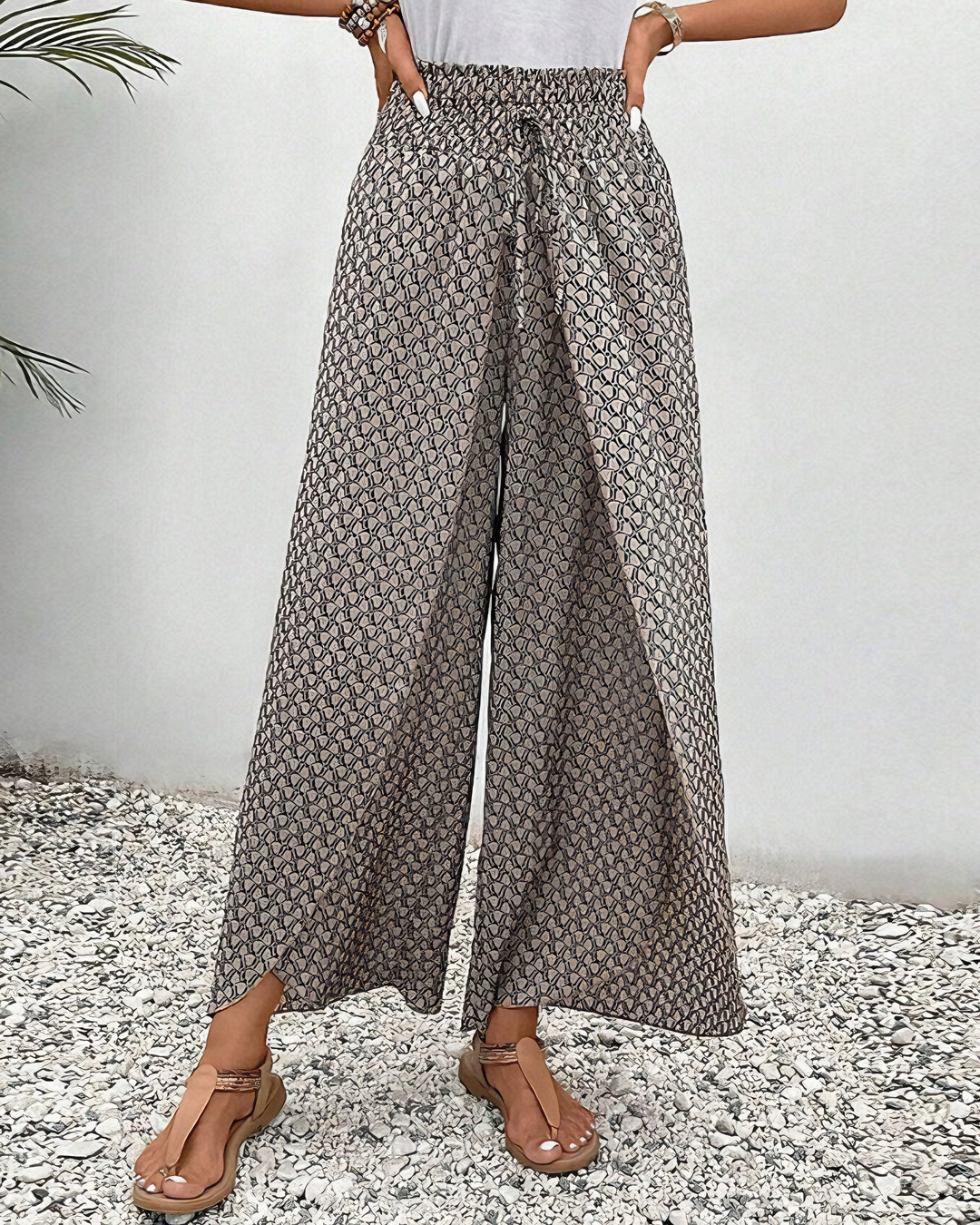 Winterfeld | Lisette Hose mit weitem Bein und geometrischem Druck