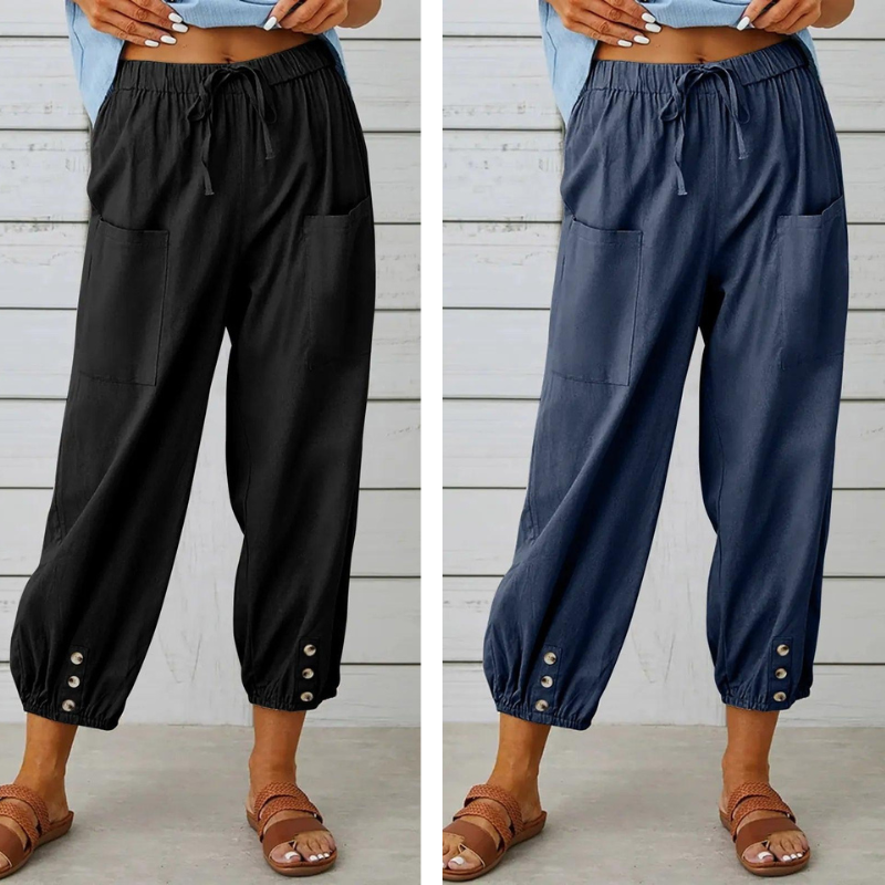 Winterfeld | Weite Damenhose aus Baumwolle und Leinen
