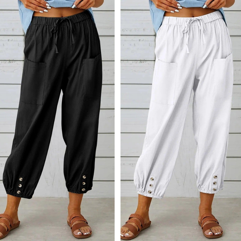 Winterfeld | Weite Damenhose aus Baumwolle und Leinen