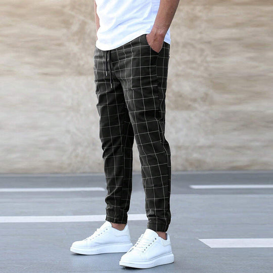 Winterfeld™ | Herren Jogginghose kariert – Gerade geschnitten, Casual Streetwear, Frühling Freizeit