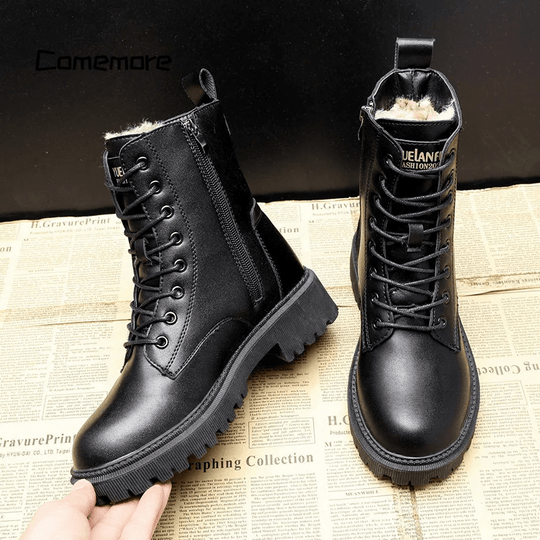 Winterfeld™ | Elegante Winterstiefel aus schwarzem Leder