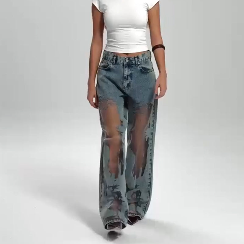 Winterfeld | JEANS MIT VINTAGE MESH PATCHWORK PRINT