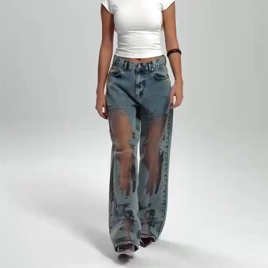 Winterfeld | JEANS MIT VINTAGE MESH PATCHWORK PRINT