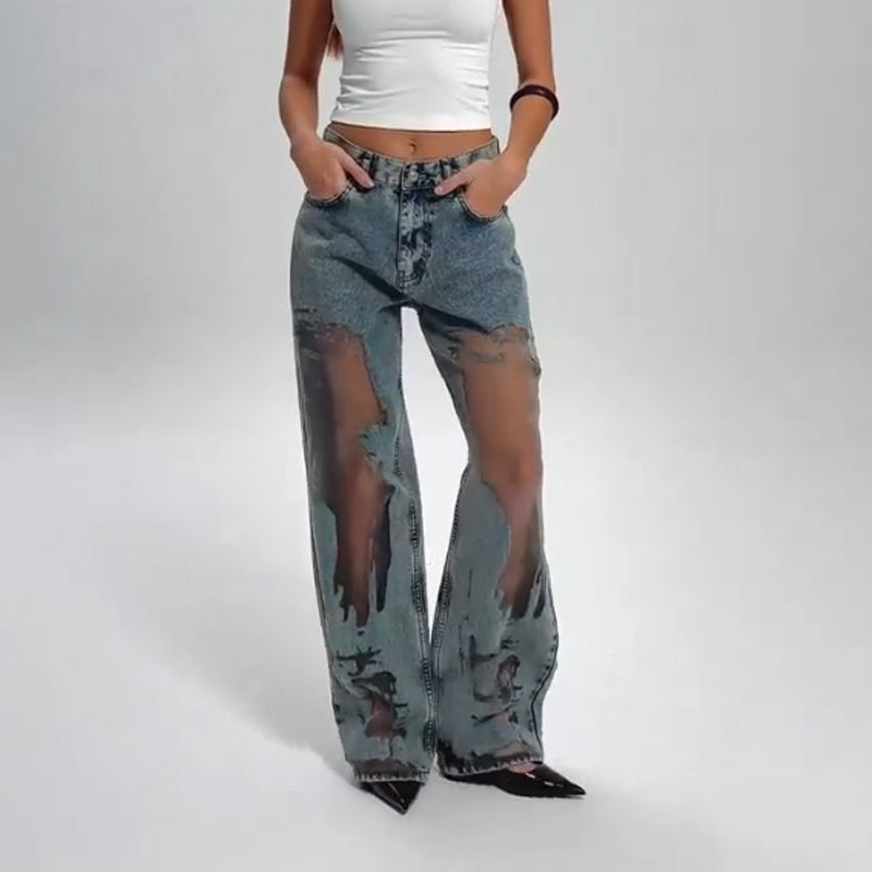 Winterfeld | JEANS MIT VINTAGE MESH PATCHWORK PRINT