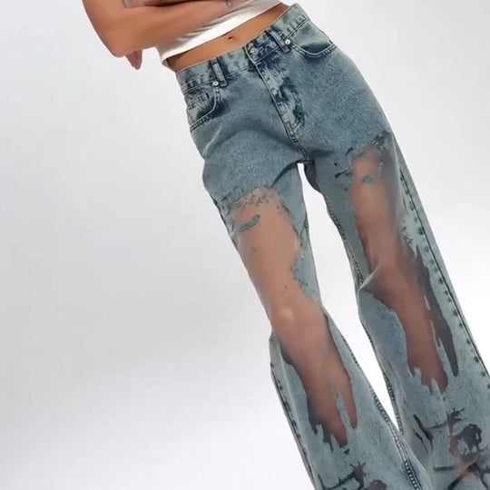 Winterfeld | JEANS MIT VINTAGE MESH PATCHWORK PRINT