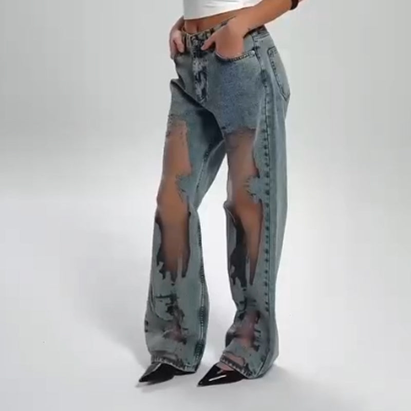 Winterfeld | JEANS MIT VINTAGE MESH PATCHWORK PRINT
